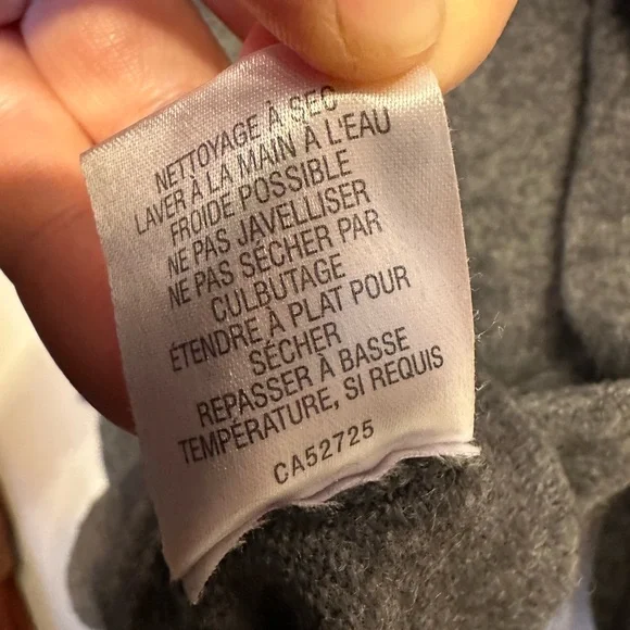 Vintage 100% Cashmere Sweater LG Cashmere by Chow Gray V-Neck Sweater Ptp20 - Picture 4 of 4